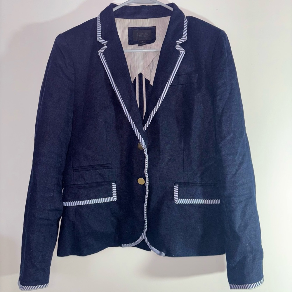 J. Crew Navy Blue Blazer with Light Trim